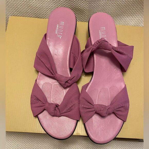 Munro lavender lilac purple slide on wedge low heel sandals size 11 comfort - Picture 2 of 12